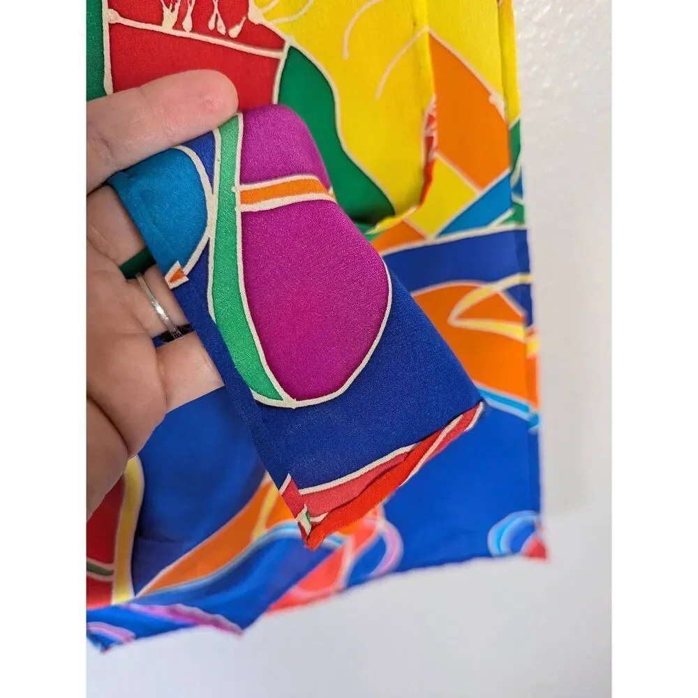 Vintage Silk scarf wrap multicolor summer swimsuit flip flop theme